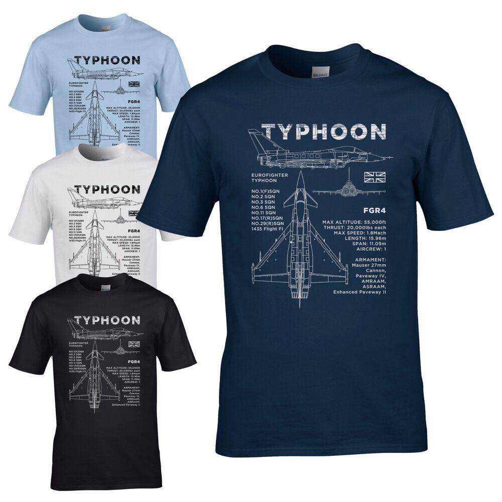 RAF Eurofighter Typhoon Blaupause T-Shirt 100% Baumwolle Rundhalsausschnitt Sommer Kurzarm Freizeit Herren T-Shirt Größe S3XL