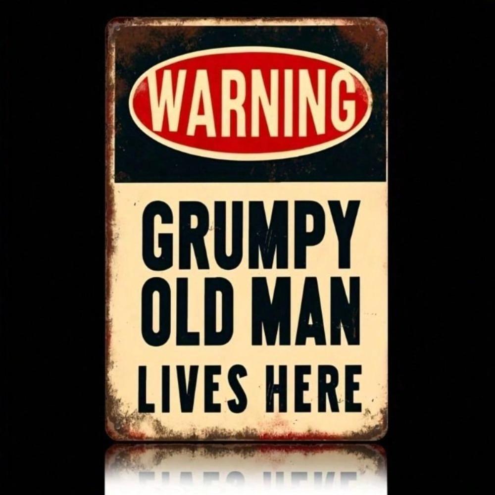 Vintage Metal Poster Elderly Warning Sign Wall Decor for Home Bar Cafe