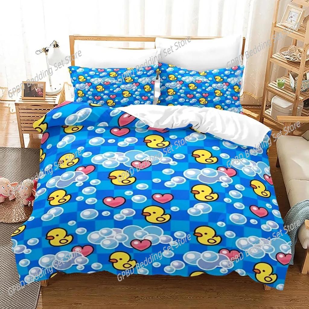 Yellow duck Bedding Set Single Twin Full Queen King Size Little duck Bed Set Aldult Boys Bedroom Duvetcover Sets 3D Print 015