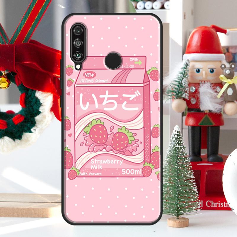 Kawaii Strawberry Milk For Huawei Nova 7i 8i 11i 12i 12s Y73 Y70 Y90 Y60 Y72 Y61 Y91 9 10 SE P30 Pro P40 Lite Case
