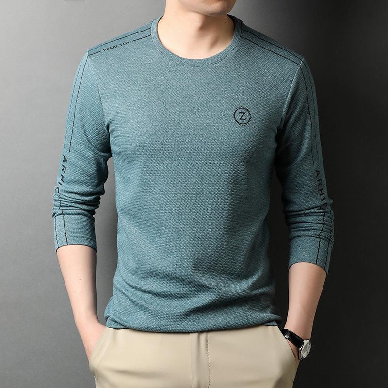 Primavera Nuovo Stile Coreano Stampa Trendy T-shirt da Uomo Moda Girocollo Base Manica Lunga T-shirt Top da Uomo