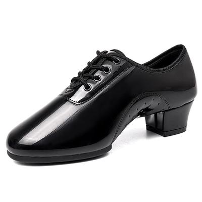 Men Latin Dance Shoes Man Salsa Tango Modern Leather Ballroom Dancing Shoes Low Heels Adults Children Boys Small Size Lace Up