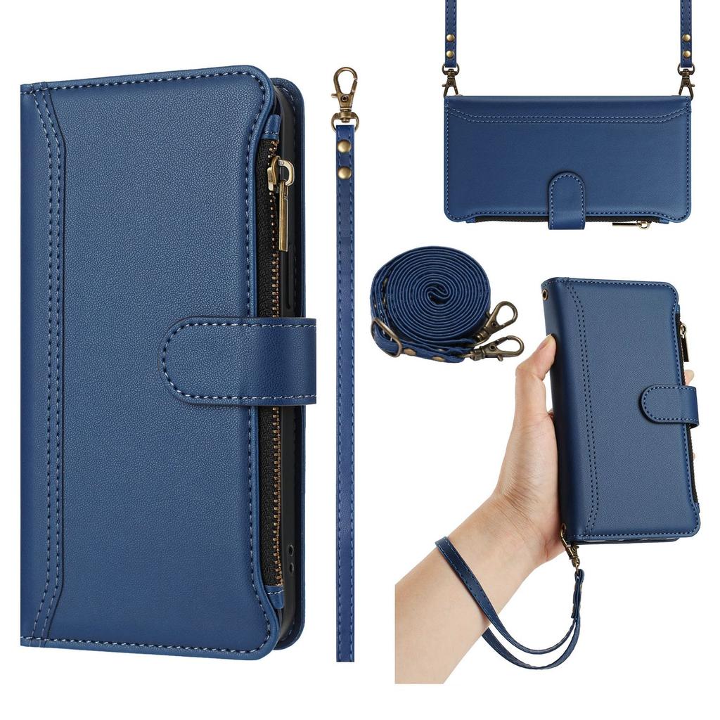 Leather Wallet Flip Case For Doogee N55 Plus N60 Pro Note 58 59 56 56x with Card Slots, Zipper Pocket, Crossbody Strap and Wristlet