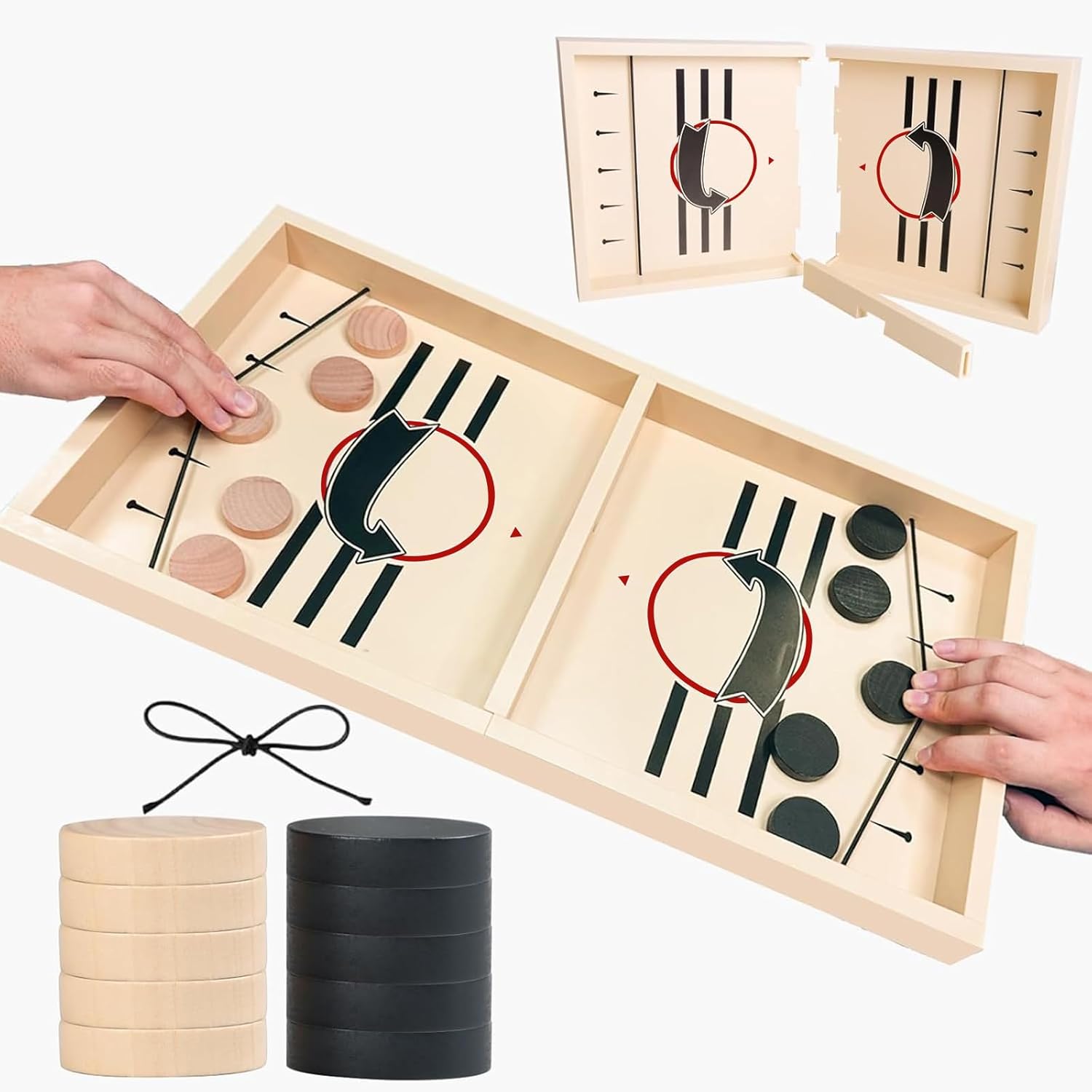 Extra Large Fast Sling Puck Game, Super Sling Puck Board Game | Foosball Winner String Puck Game Super Sling Hockey Table for Family Game Night &
