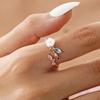 Korean CZ Sweet Crystal Zircon Heart Ring For Women Exquisite Shell Flower Opening Finger Rings Girls Princess Wedding Jewelry
