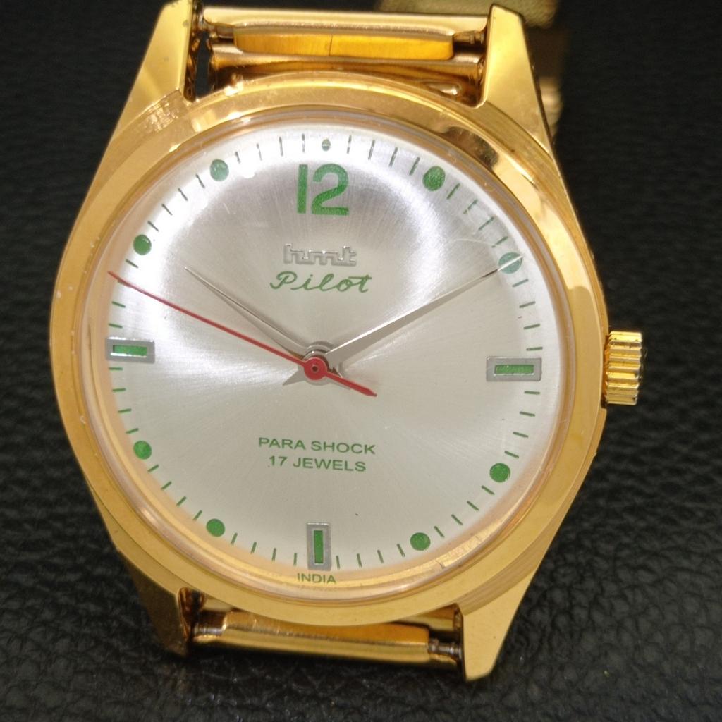 HMT PILOT HAND-WINDING VINTAGE INDIAN MENS SILVER COLOR DIAL WATCH A702074-5 R208-a702074