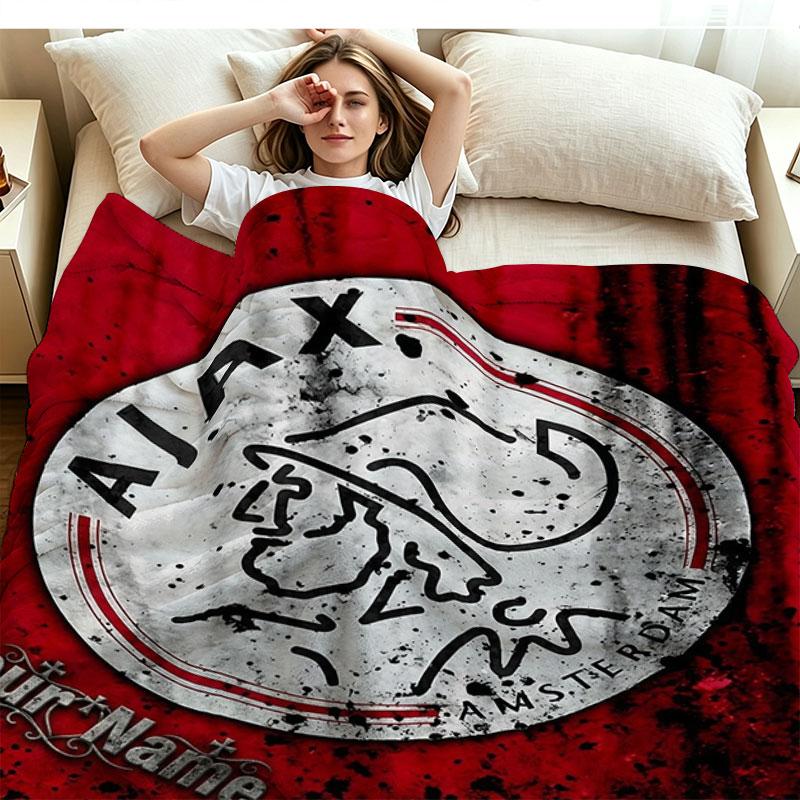 1PC AFC Ajax Custom Name Patterned Flannel Blanket Suitable For All Seasons for Home Decor Warmth and Comfort Gifts Holiday Present