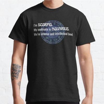 Summer Men Fashion Casual Short Sleeves Scorpio and Aquarius Black Tees Oversized T-shirts