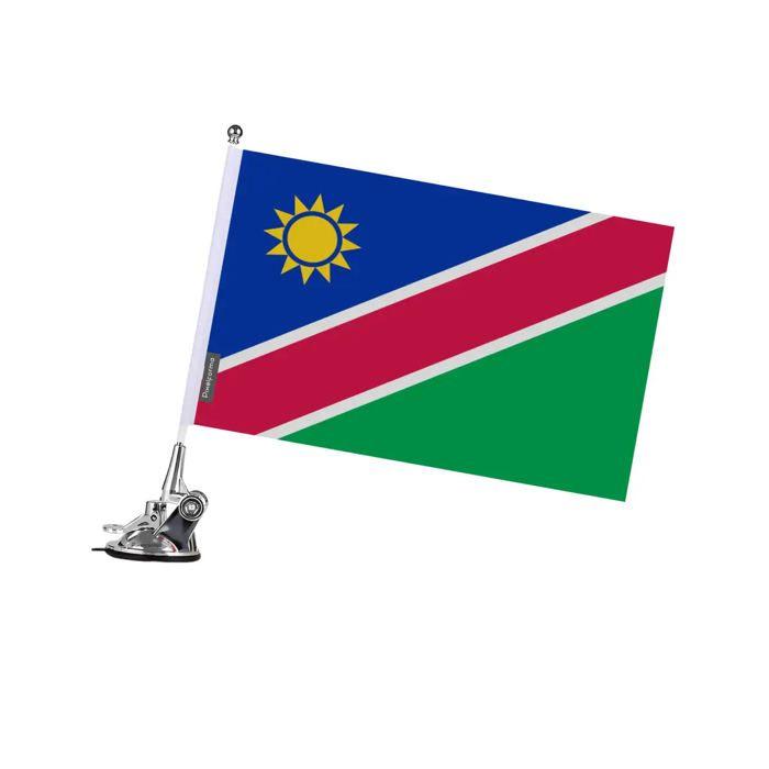 Drapeau - Namibie - 27 x 35 cm - Mât à Ventouse - Polyester - Impression recto/verso