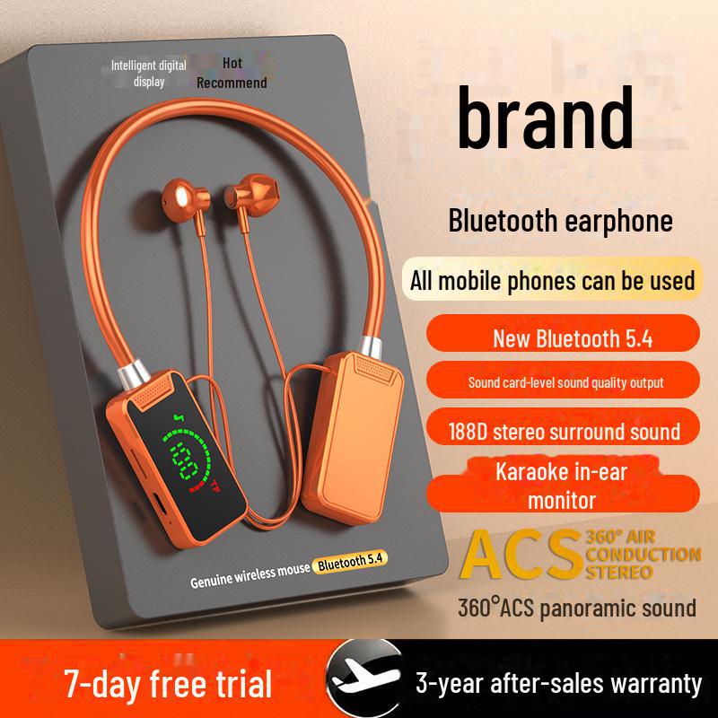 

Bluetooth наушники-ожерелье для караоке, стриминга и игр color box оранжевый