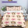 3pcs bedding set Monkey Cartoon Includes 1 Comforter + 2 Pillowcases, Without Pillow Inserts, Soft Comfortable, Lightweight Breathable011