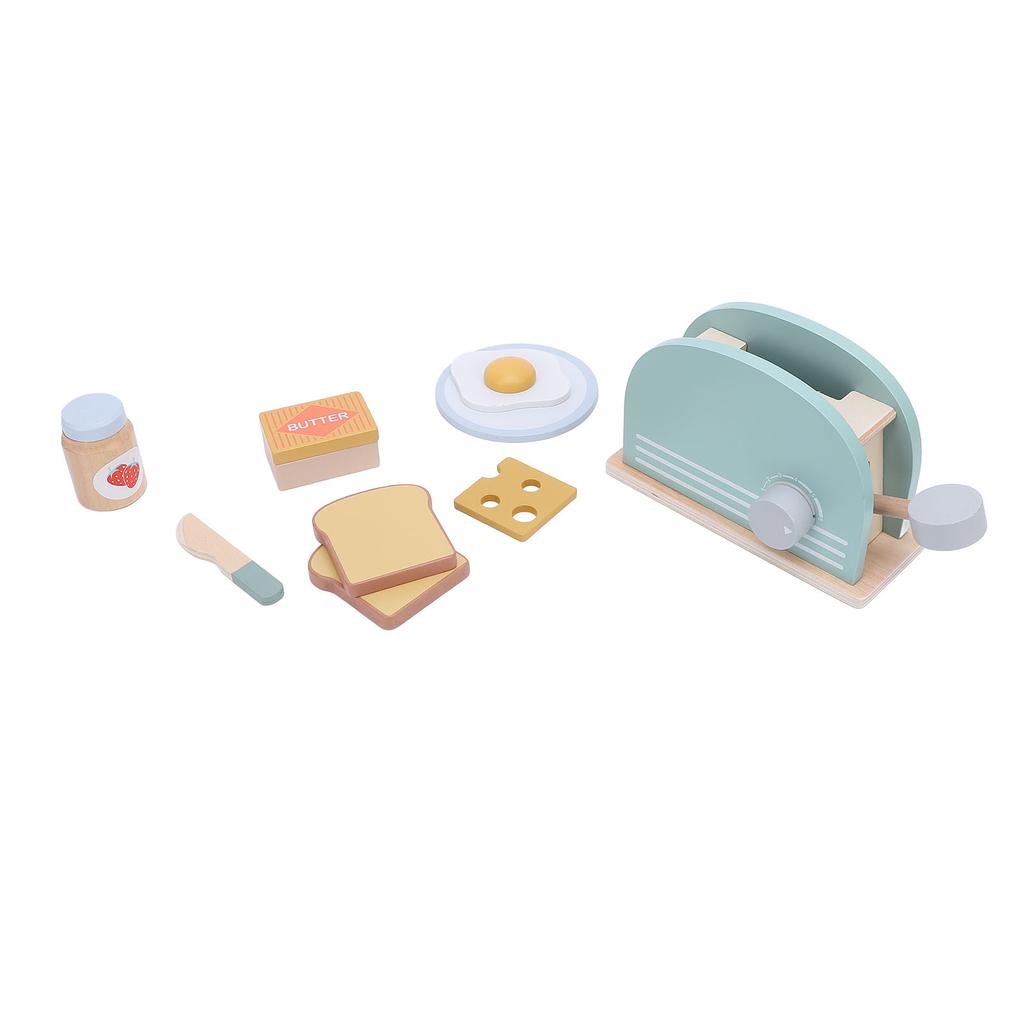 Wooden Toaster Play Set Kids Play Toaster Accessory Set Educational Parent Child Interactive Toy