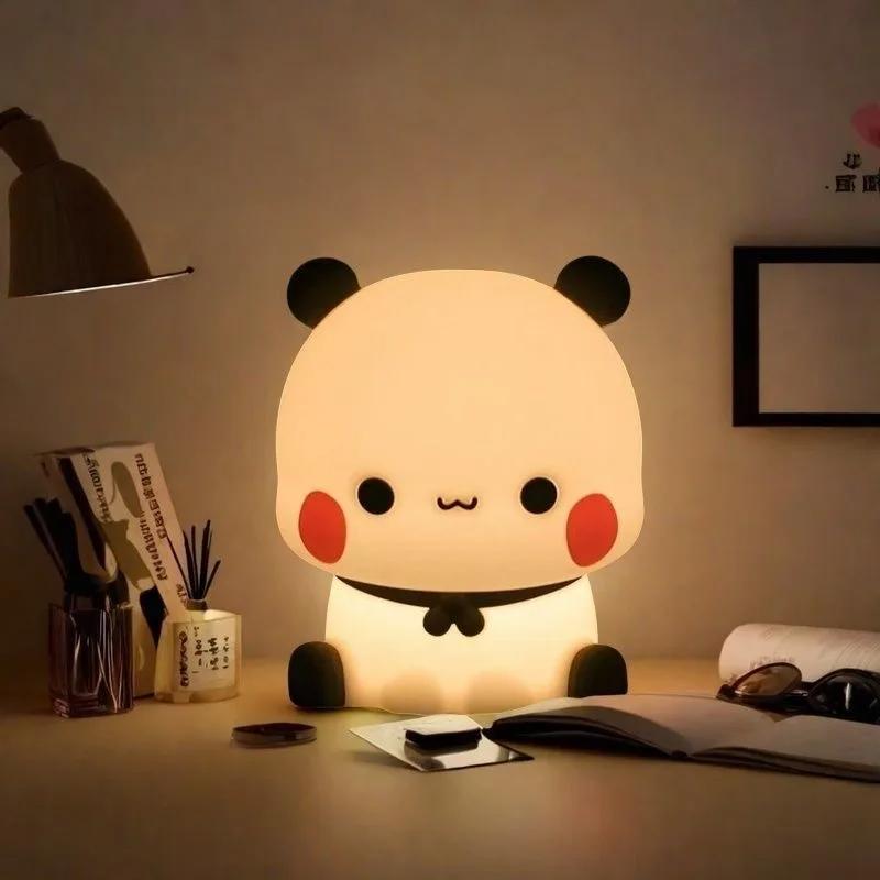 

Panda Pat Led Night Light Bubu And Dudu Cute Animal Cartoon Lamp for Kids Bedside Bedroom Living Room Decorative Kawaii Bear Gi light yellow