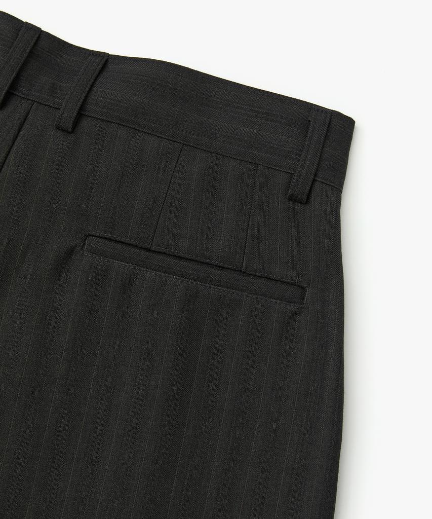 COFWI Melsa Double-Pleat Striped Wide Slacks Dark Gray