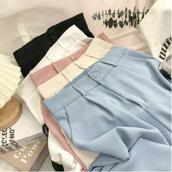 2024 Women's High-Waist Slimming Straight-Leg Suit Pants - Korean Style, Nine-Point, Summer/Autumn Casual Cigarette Fit