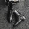 Martin boots men's high-top Chelsea boots zipper short locomotive boots trendy British pointed casual men's shoes J