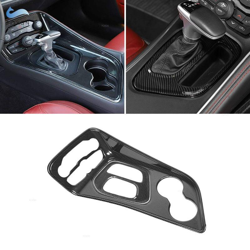 Voor Dodge Challenger 2015- LHD ABS Koolstofvezel Stijl Auto Middenconsole Schakelpook Paneel Bekerhouder Cover Frame Trim
