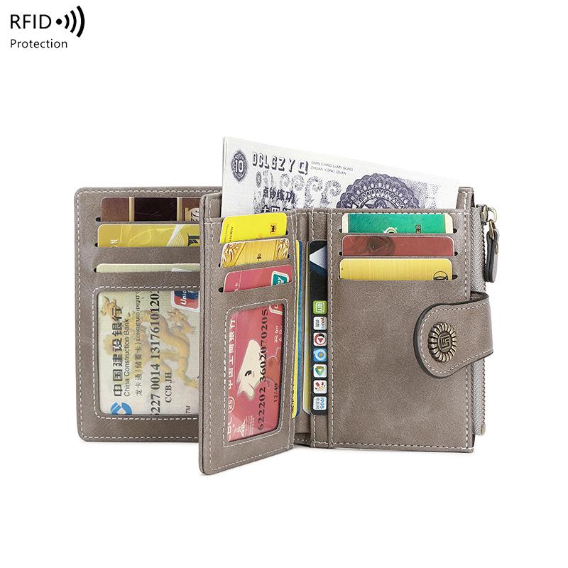 2025 RFID Anti-Theft Women's Short Zipper Wallet – Fashionable, Large Capacity Coin Purse