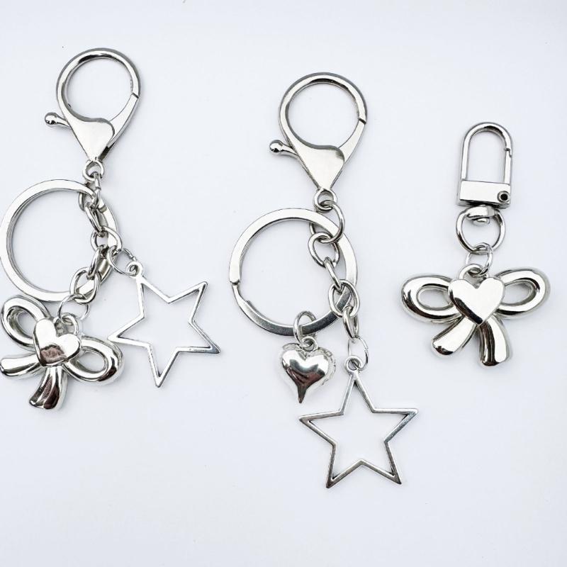 Bowknot/Heart/Star Pendant Pendant Keychain Stylish Keyring for Women Girls Bag Charm Elegant Purse Backpack Accessory