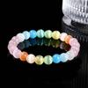 Rainbow Cat Eye Bracelet Natural Stone Beads Stretch Bracelet for Women Crystal Chakra Jewelry