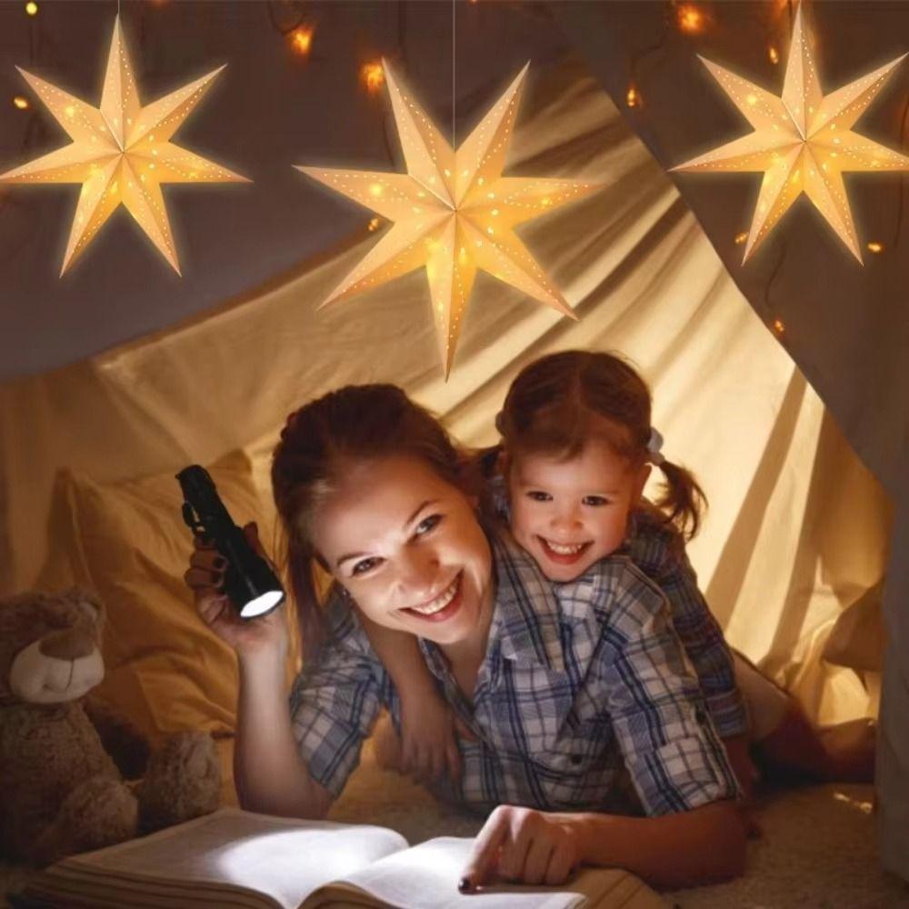 Christmas Decorations Hollow Star Pendants Folding Hanging Paper Stars Star Lampshade  Home Decor