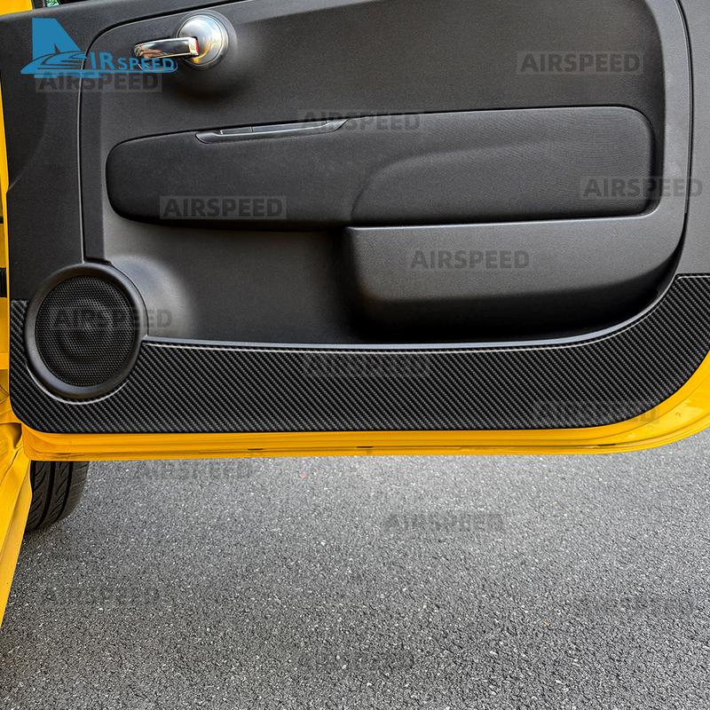 For Fiat 500 500C(2008-2024)/Fiat 500E(2013-)/Abarth 595 695(2012-2024) Soft Carbon Fiber Sticker Car Door Anti-Kick Trim