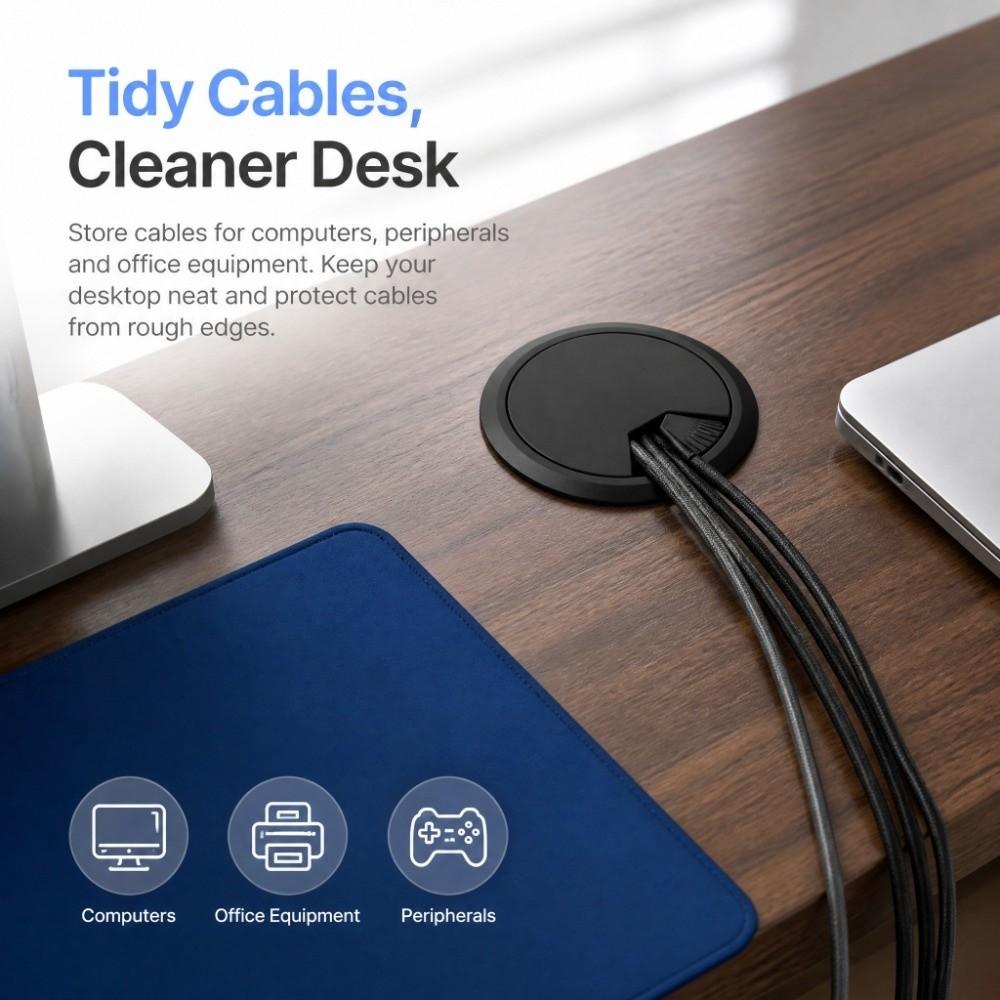 6pcs 80mm Desk Grommet Round Desk Hole Cover Practical Cord Grommet Countertop