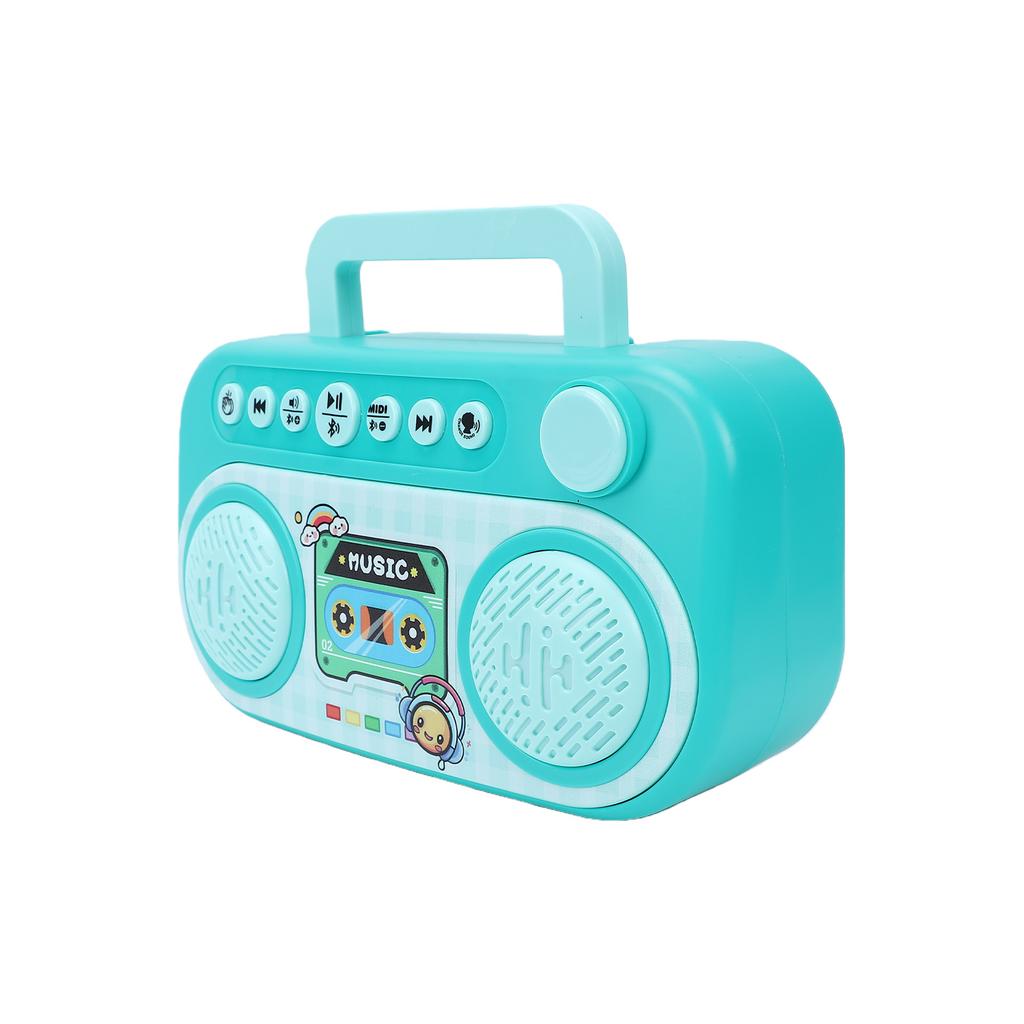 Wireless Kids BT Karaoke Machine with 2 Microphones Portable Singing Speaker Handles Easy Storage Music Toy for Boys