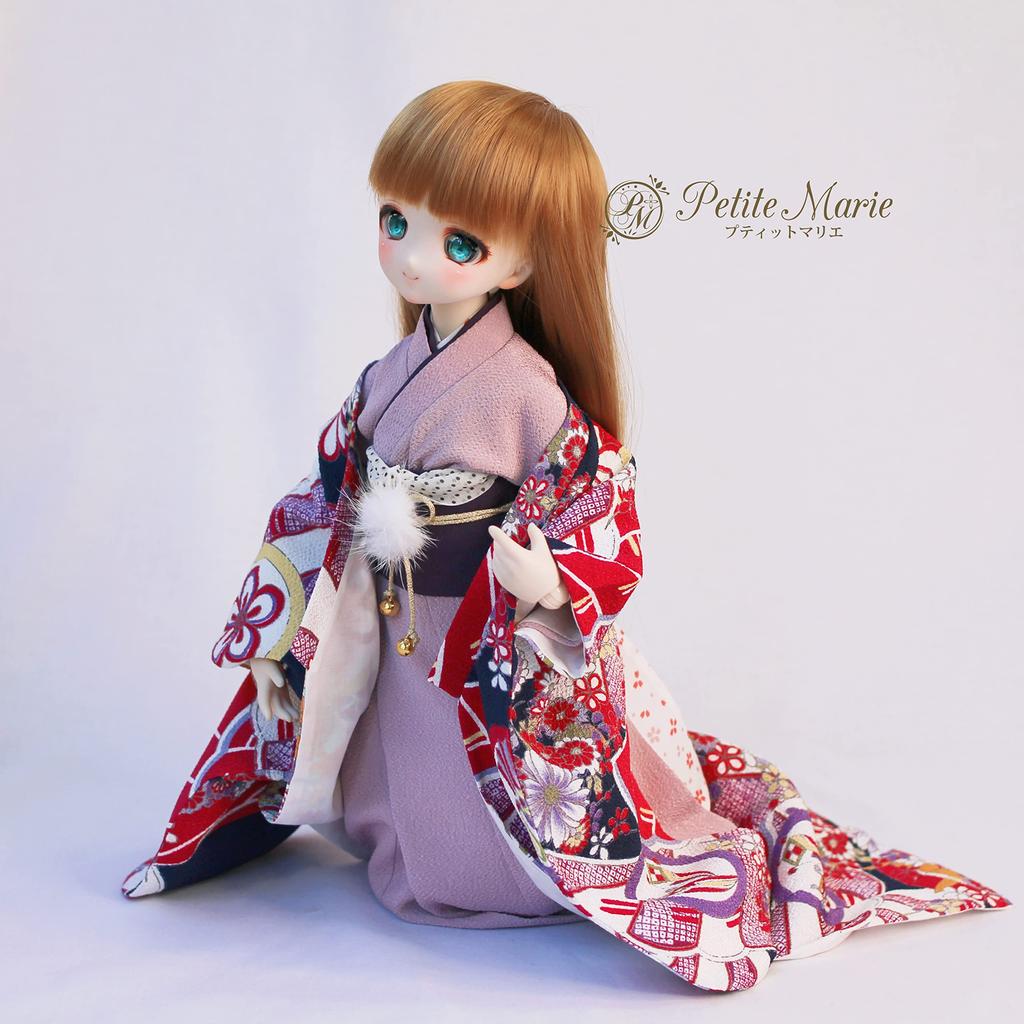 [Petite Marie] 13 MDD DDP Compatible Formal Kimono 9-Piece Set (Uchikake, Kimono, Undergarment, Obi, Obiage, Obijime, 2 Koshihimo, Fur Trim, Tabi)