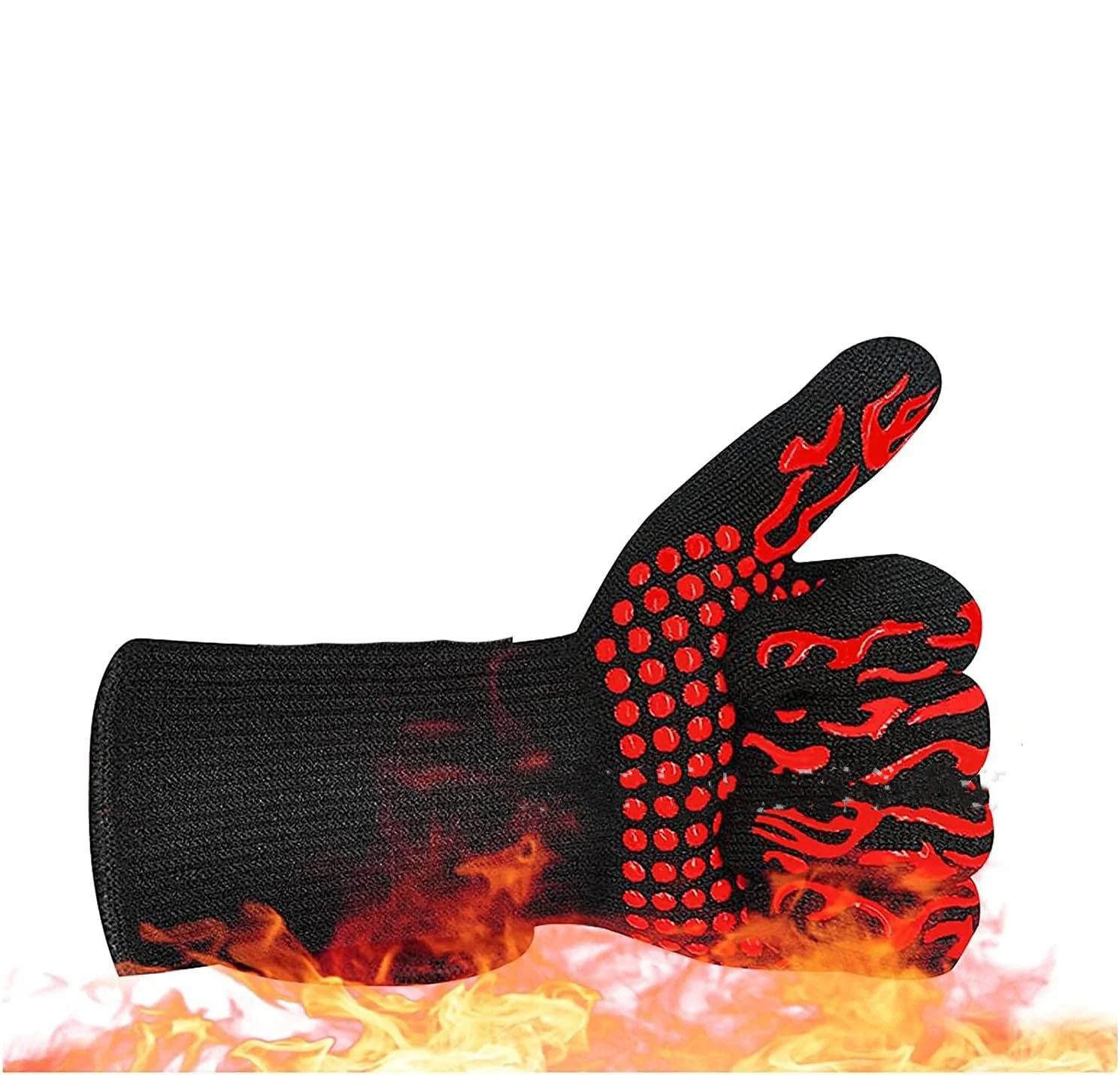 1/2PCS BBQ Gloves High Temperature Resistance Oven Mitts 500 800 Degrees Barbecue Heat Insulation Microwave Gloves