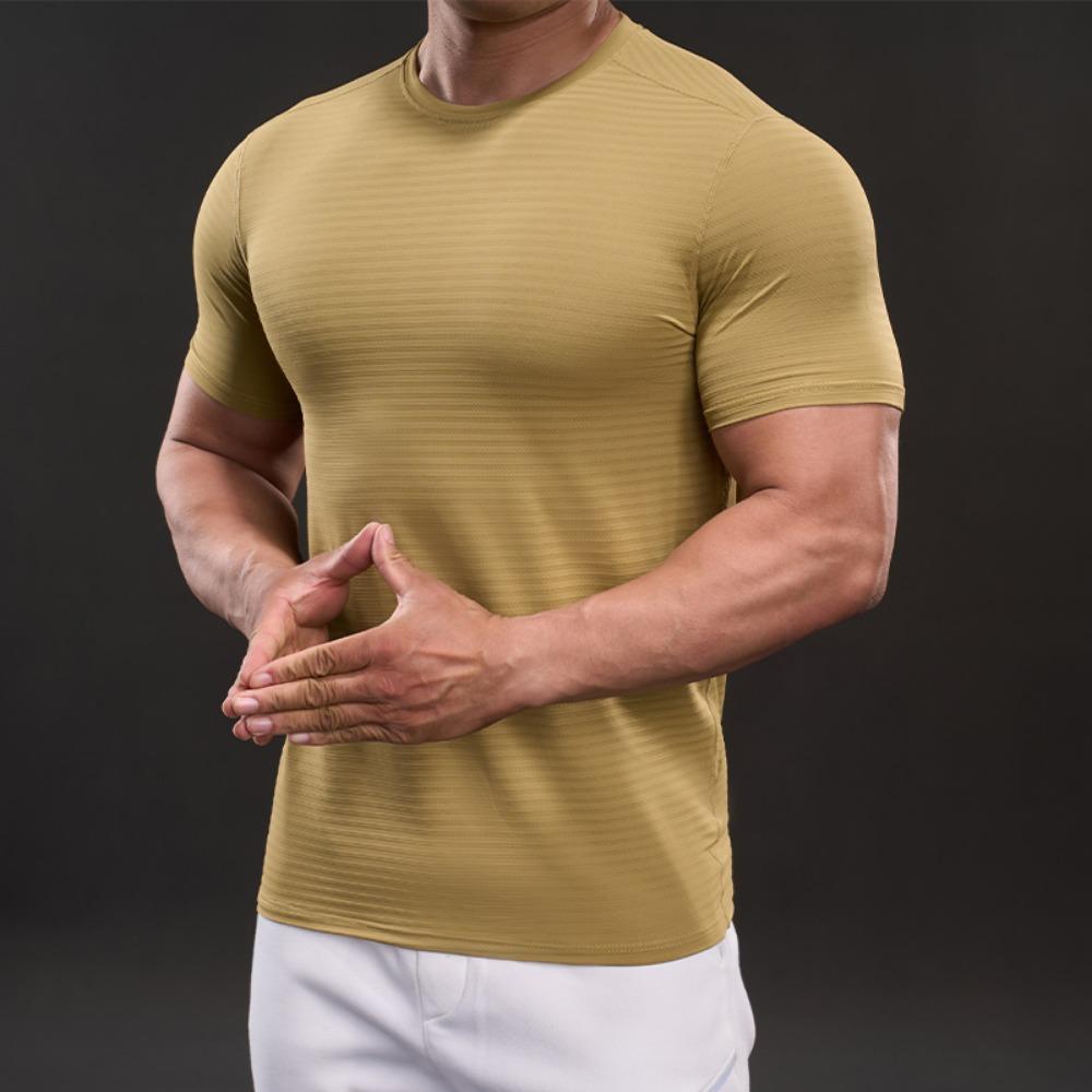 Summer Casual Short-sleeved T-shirt Fashion Sporty Slim Elastic Fitness Outdoor T-shirt Men