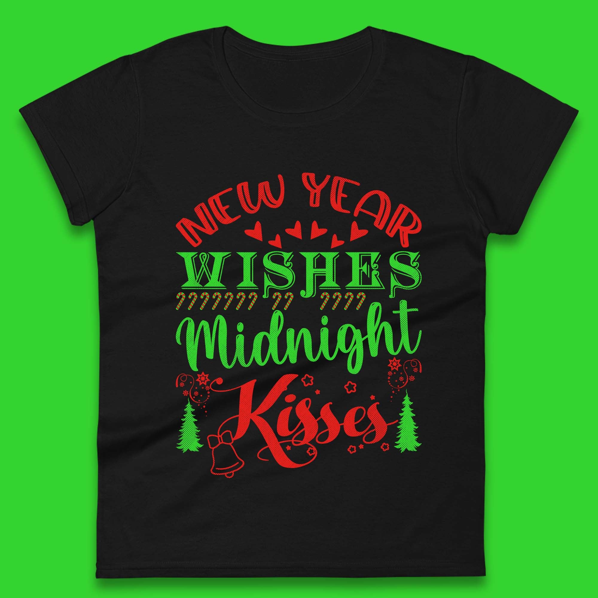 New Year Wishes Midnight Kisses Christmas Womens T-Shirt Mens Tops Tees Unisex L