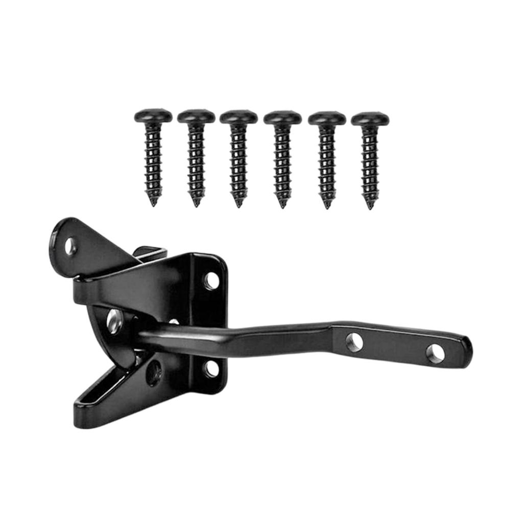 Heavy Duty Fence Gate Latch Self Locking Spring Loaded Post Mount Hardware for Wooden Fence Courtyard Outdoor Barn Doors Shed