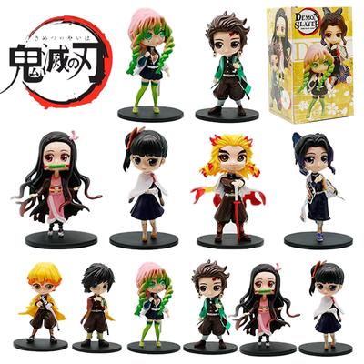 8pcs Anime Demon Slayer Blind Box Tanjiro Kamado Nezuko Cartoon Figure PVC Model Ornament Child Christmas Halloween Gift