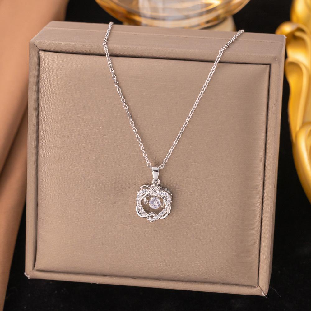 Korean Fashion Temperament Zircon Love Pendant Necklace for Women