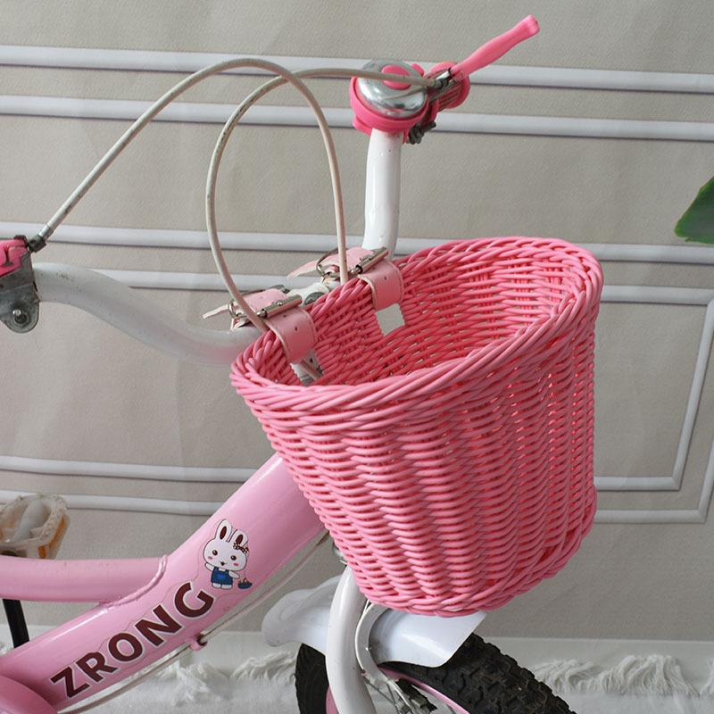 1pc Bicycle Front Basket Hand Knitting Bike Basket Plastic Rattan Bicycle Basket Bike Accessories  Multi-color Optional