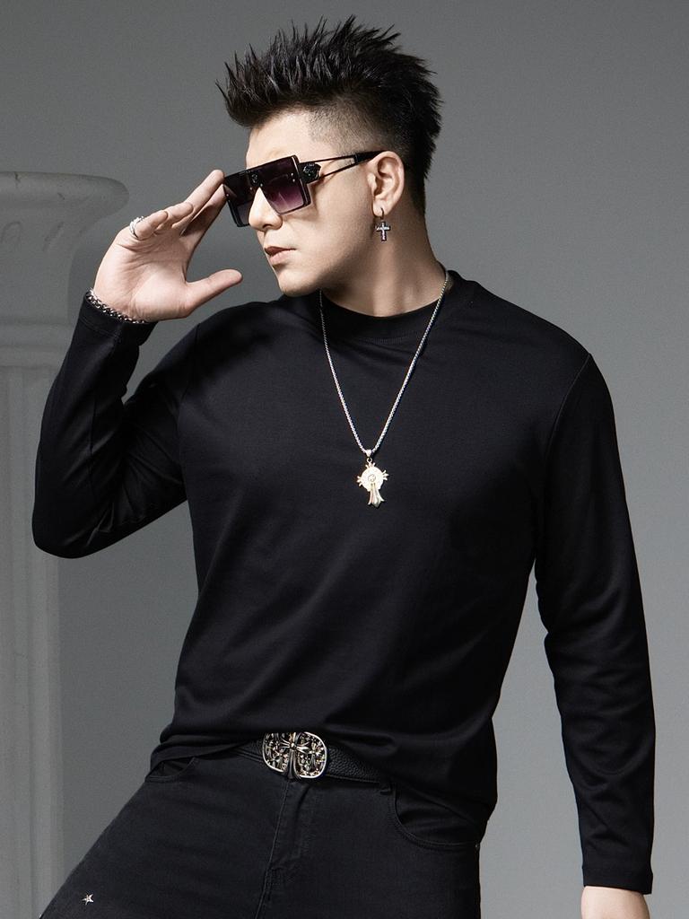 European Long-Sleeved T-Shirt Men's Round Neck Top 2025 Autumn New Trendy Versatile Solid Color Casual Base Shirt