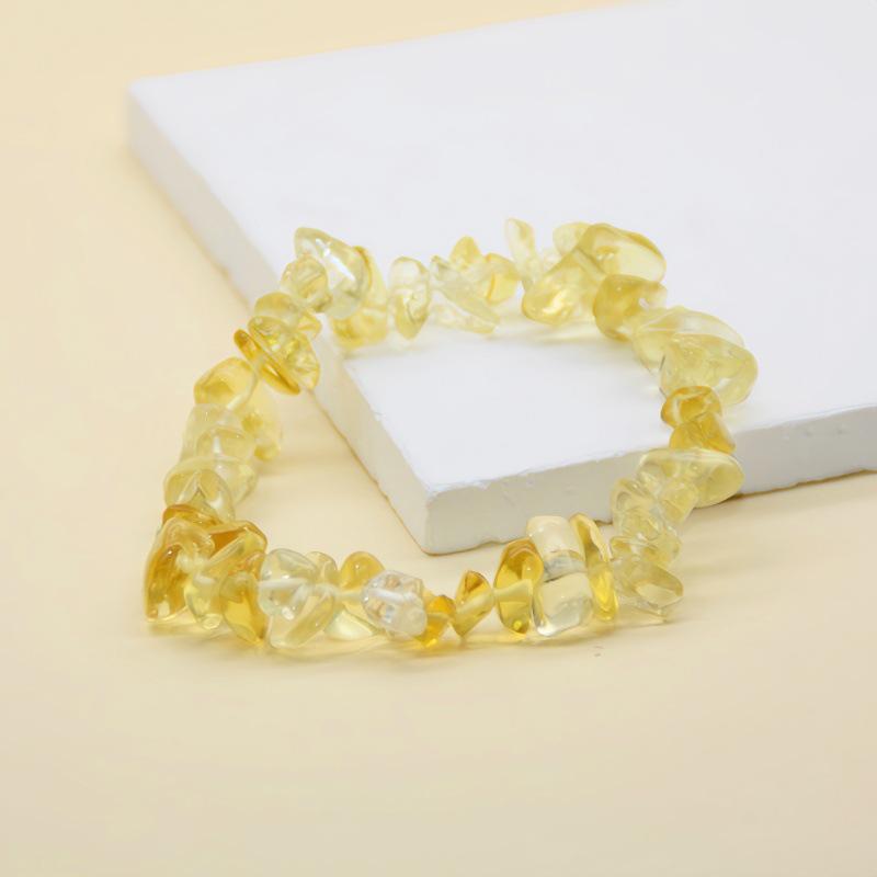 

Натуральный аметист и цитрин, браслет из бусин в форме неправильной крошки на удачу