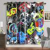 Animated Gamepad Switch Drapes designed for Boys Bedroom Space Graffiti Words Video Games Window Drapes Game Players Living Room Decoration