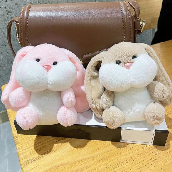 Doll Pendant Plush Keychain Soft Lop-Eared Rabbit Pendant with 360 Degree Rotating Metal Buckle Healing Stuffed Keychain
