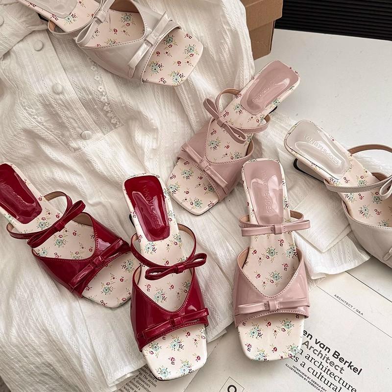 Beautiful Bow Wedge Heel Temperament Sandals Women's Summer Wear New with Fashion Skirt Fairy Style High Heel Cool Slippers