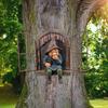 1 Pcs Naughty Garden Statue Elf Go Out Tree Hug Gnome Statue Elf Out The Door Window Tree Hugger Home Yard Tree Decor