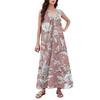Women's Fashion Casual A-line Retro Printed Hammer Feeling Loose Long Skirt With Pockets