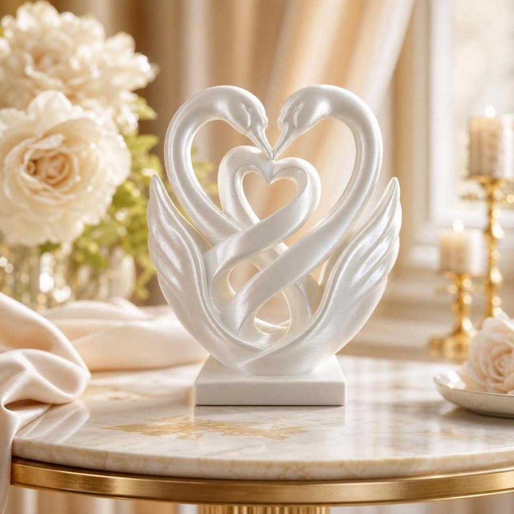 Home Decoration Swan Ornaments 3D Printed Swan Statue Ideal Gift Hollow Heart Models Bedroom