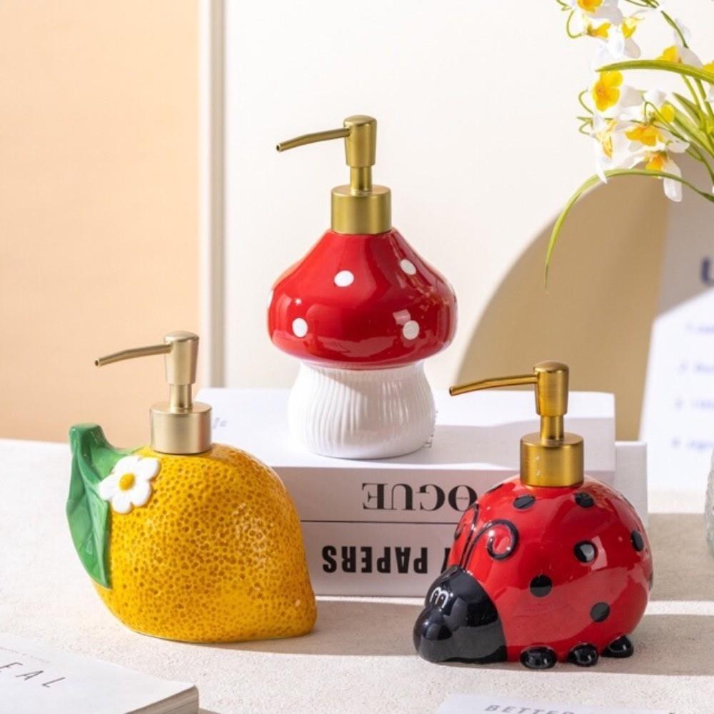 Large Capacity Ceramic Soap Dispenser Decorative Refillable Bathroom Lotion Dispensers Cute Standalone