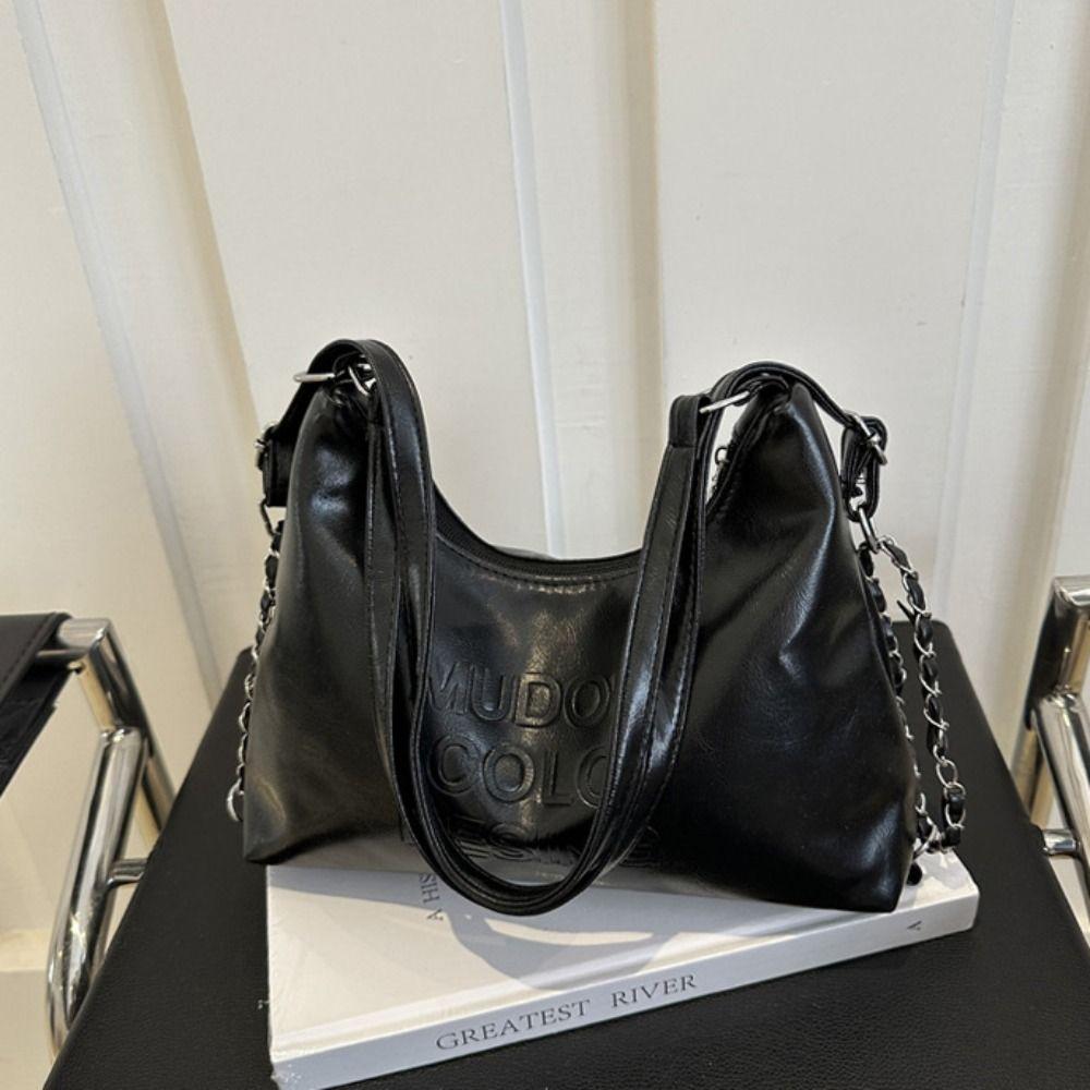 Large Capacity Women's Underarm Bag Korean Style Casual Commuting Bag Pu Leather Tote Bag  Travel