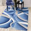 Contemporary Abstract Floor Rug Blue Beige White Swirling Curve Stylish Decor Area Rug for Indoor Living Space Home Ornament