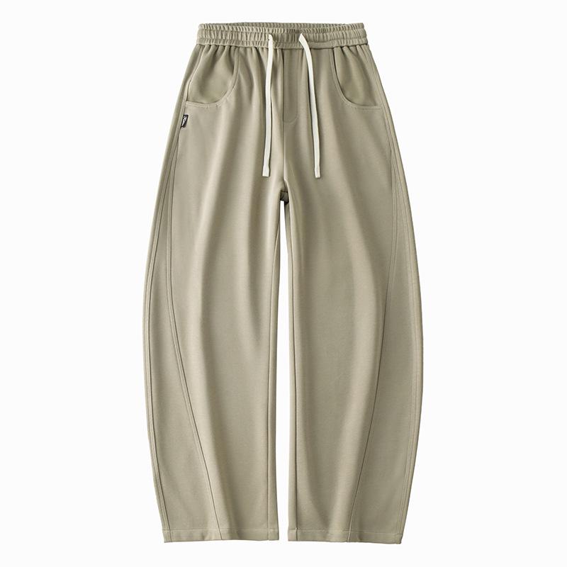 

Мужские трикотажные брюки с широкими штанинами на флисовой подкладке - Осенне-зимняя повседневная спортивная одежда с эластичной талией 3XL