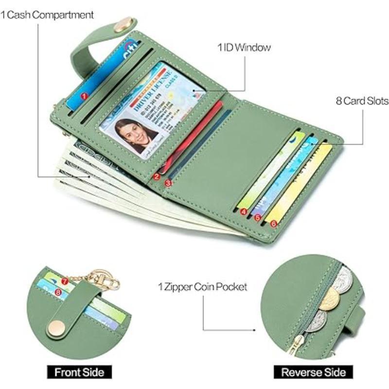 New Arrival Hot Sale Women'S Ultra-Thin Wallet Bifold PU Leather Card Clamp With Key Chain Zipper Document Package