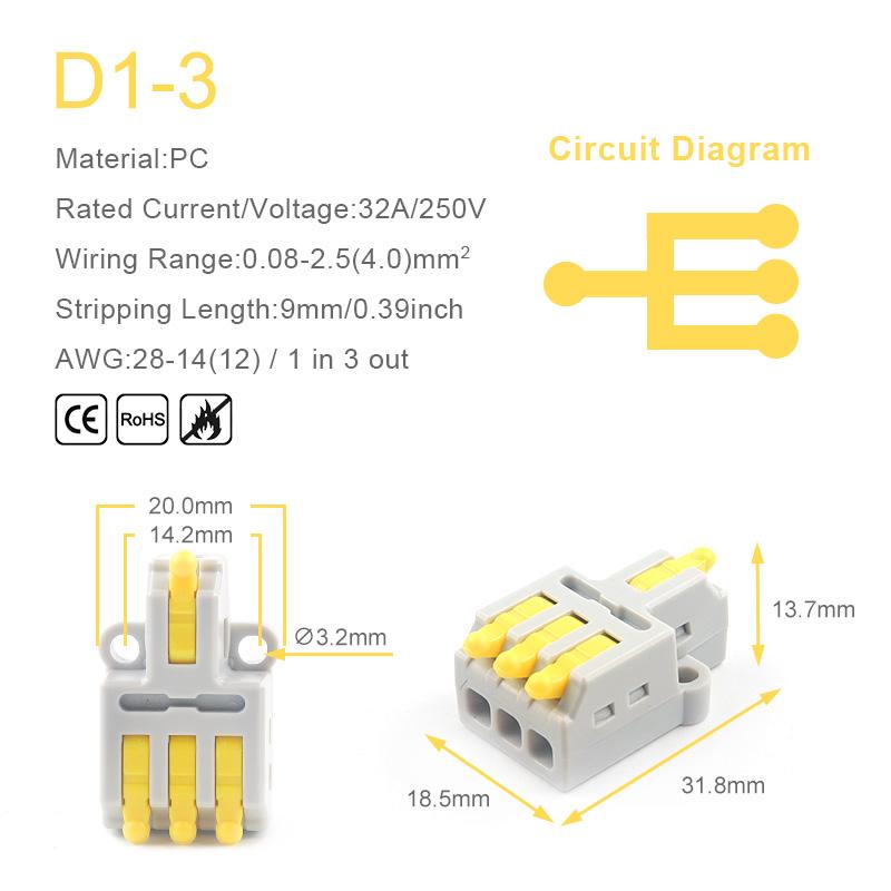 5/10PCS Mini 1 In Multiple Out Quick Cable Connector With Screw Hole Compact Butt Push-in Splitter Splice Terminal Block